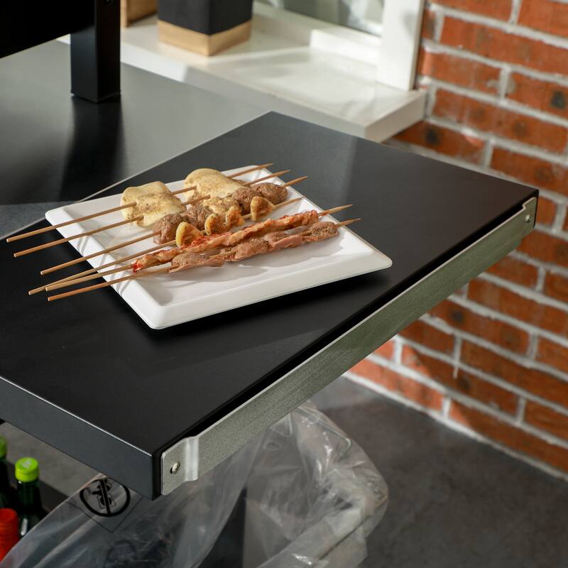 Outsunny Outdoor Grill Cart with Foldable Side Table, 46" x 21.75" Multifunctional Stainless Steel Pizza Oven Stand
