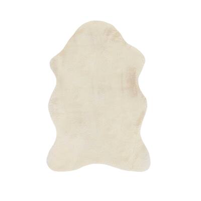 2' x 3' Ivory Faux Rabbit Fur Area Rug - 2' x 3'