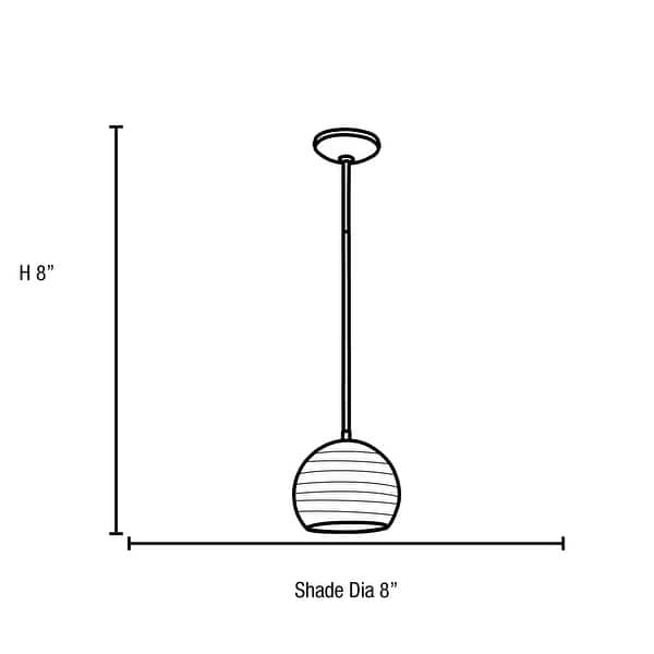 dimension image slide 1 of 2, Access Lighting Japanese Lantern 1-Light Glass Pendant - 8"dia - Oil Rubbed Bronze Finish - White Lined Glass Shade