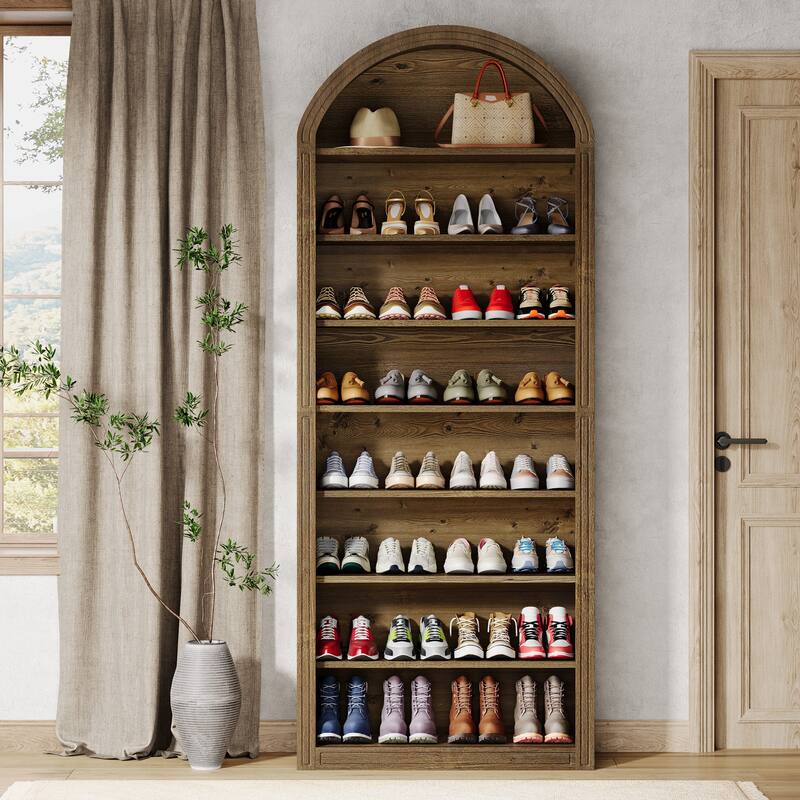 Tall Shoe Storage Cabinet, Freestanding Shoe Organizer