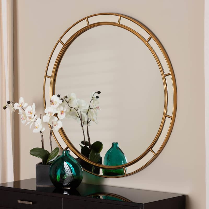 Ulvi Antique Goldleaf Round Accent Mirror - Antique Gold