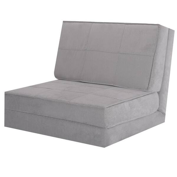 Shop Convertible Lounger Folding Sofa Sleeper Bed Gray On Sale
