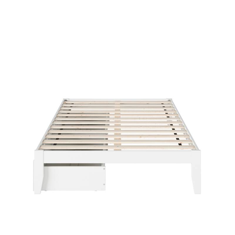 Charm Bed with USB Charger & Drawers - Full Size, White - Modern Storage Bed
