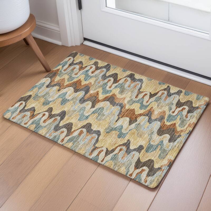 Machine Washable Indoor/ Outdoor Modern Mason Chantille Rug