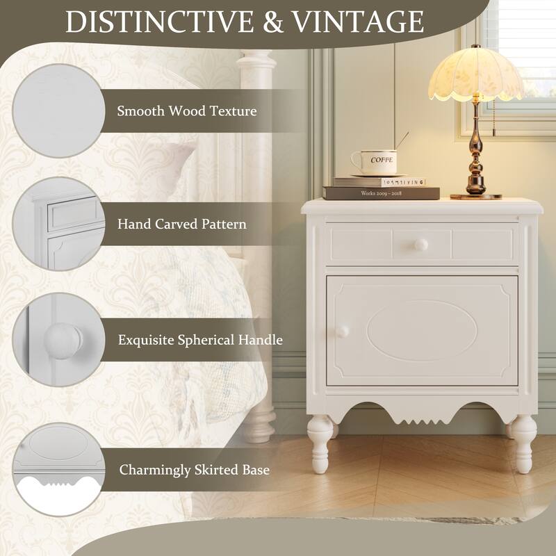 Christopher Knight Home - Marwood Carved Wood Nightstand with Soft-Close Slides and Gourd Legs