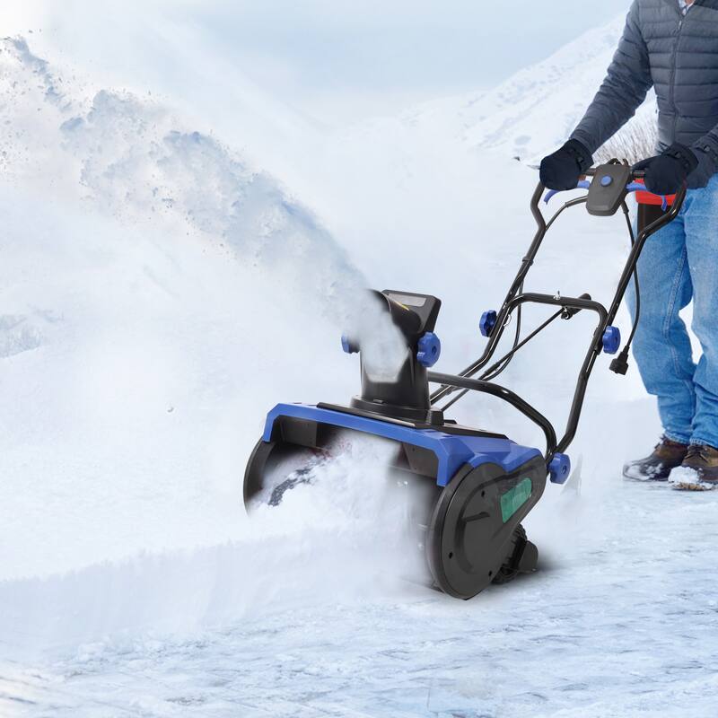 20inch Corded Electric Snow Thrower with LED,120V/60HZ,15 Amp Motor,30FT Throwing Distance - N/A - Blue