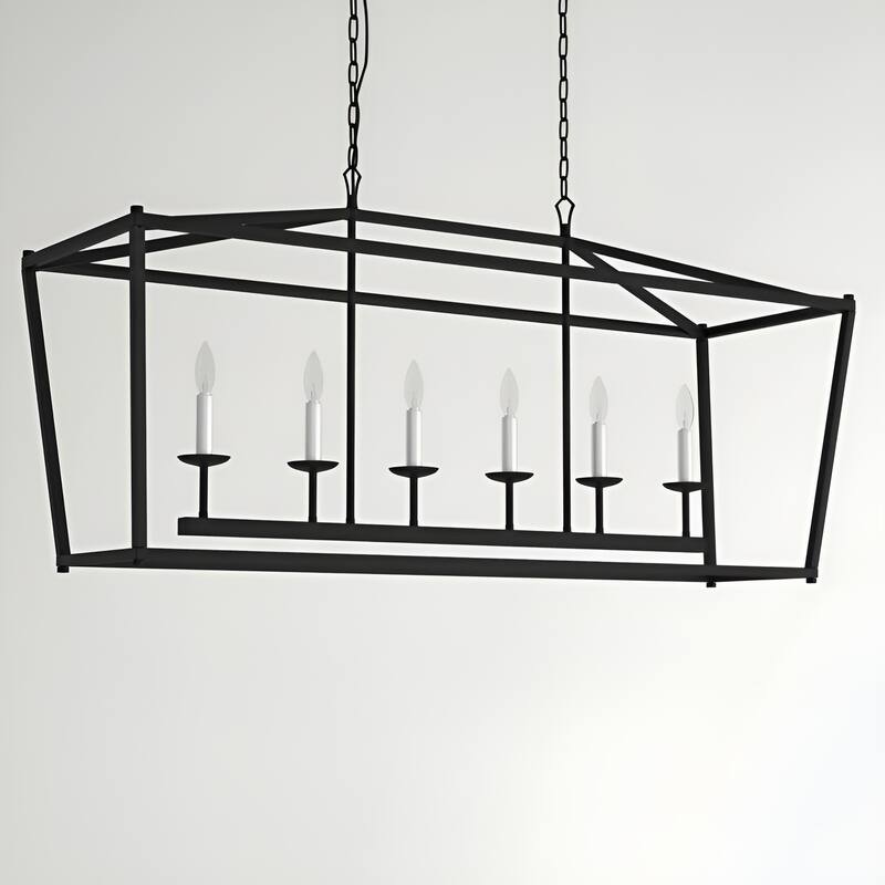 6 Light Kitchen Island Pendant Light Large Linear Lantern Chandelier