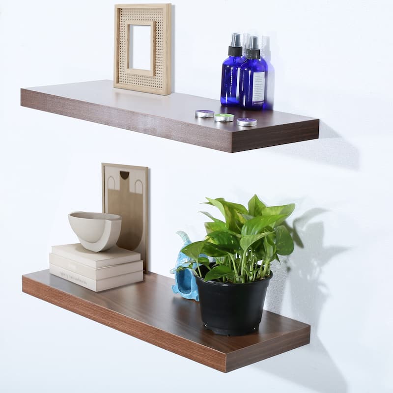 DAVEE Set of 2 JD Walnut Floating Shelves--23.62*9.25*1.5inches - 23.62*9.25*1.5inches