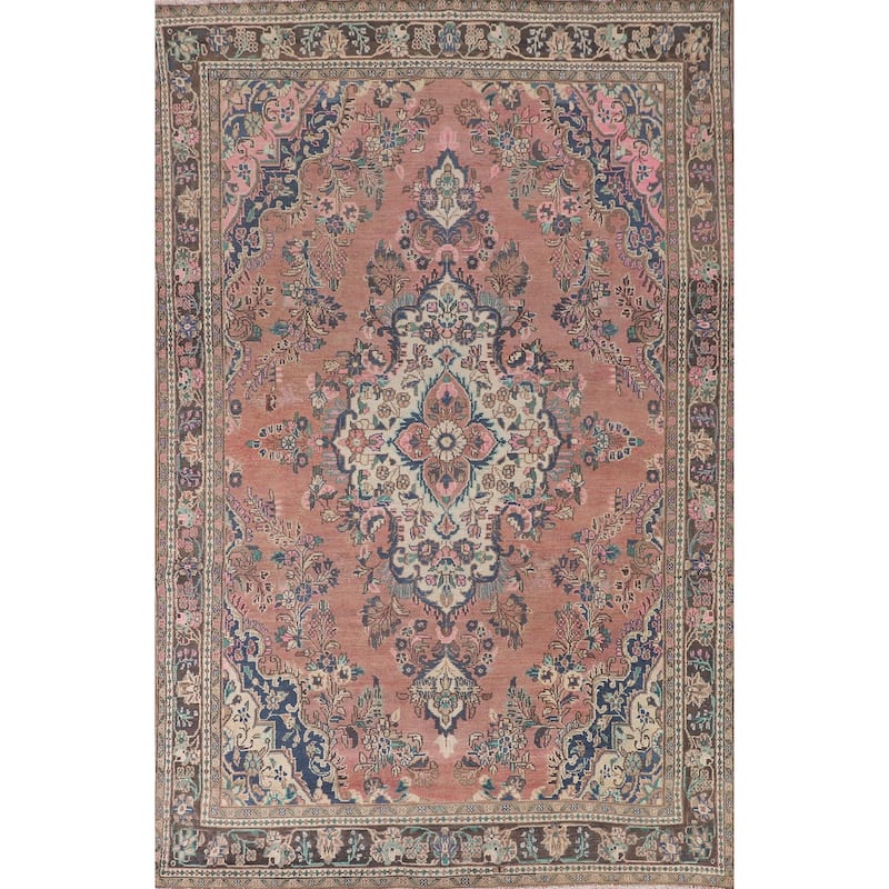 Hamedan Persian Vintage Rug Hand-Knotted Wool Carpet - 6'9"x 10'0"