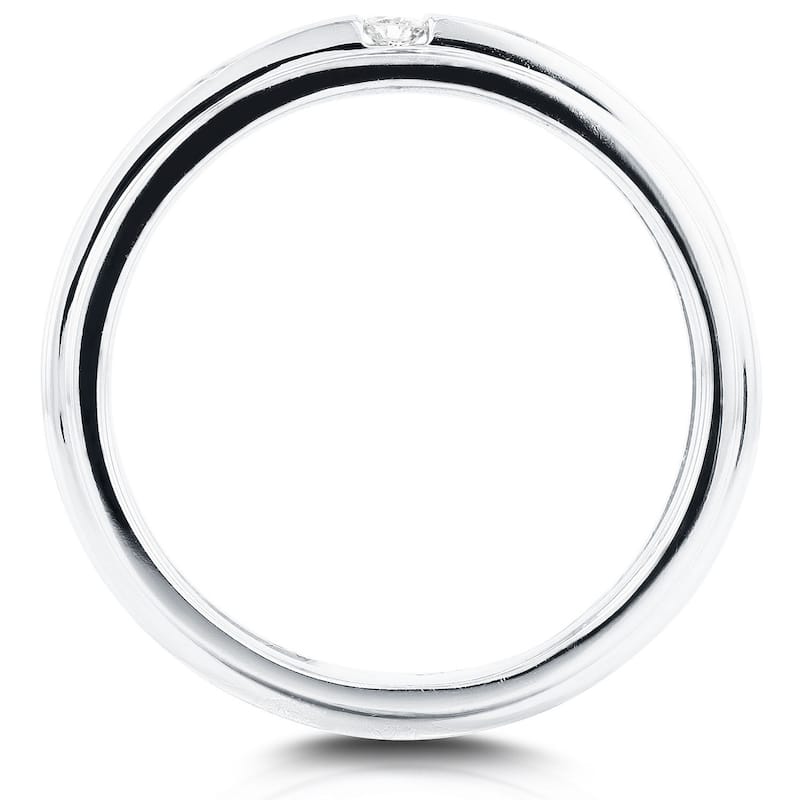 1/8 ct TDW Mens Brushed Diamond Wedding Ring White Gold