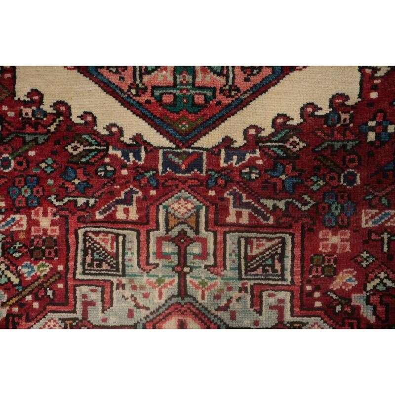 Hand Knotted Oriental 100% Wool Carpet Traditional Tribal Red Gharajeh Area Rug - 12' 7'' X 4' 11''