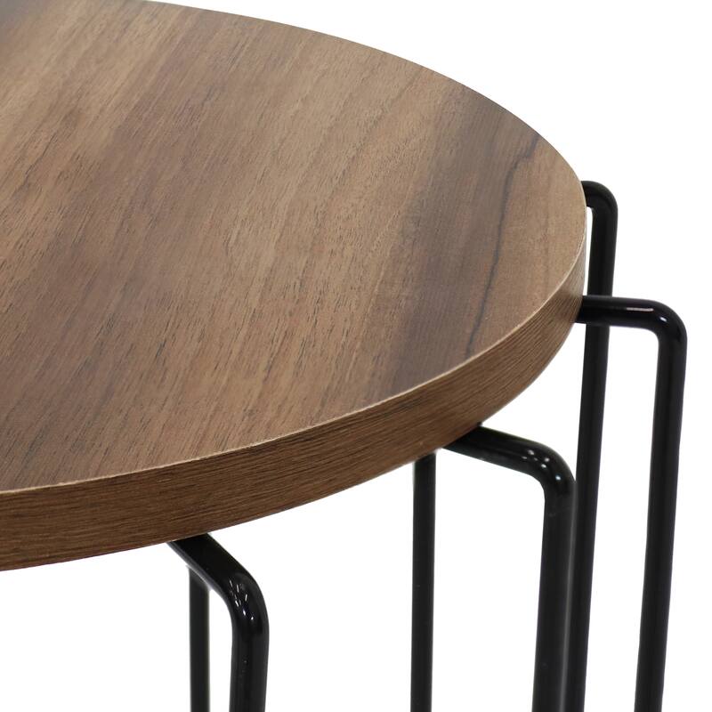 Steel Wire End Table with Faux Woodgrain Tabletop