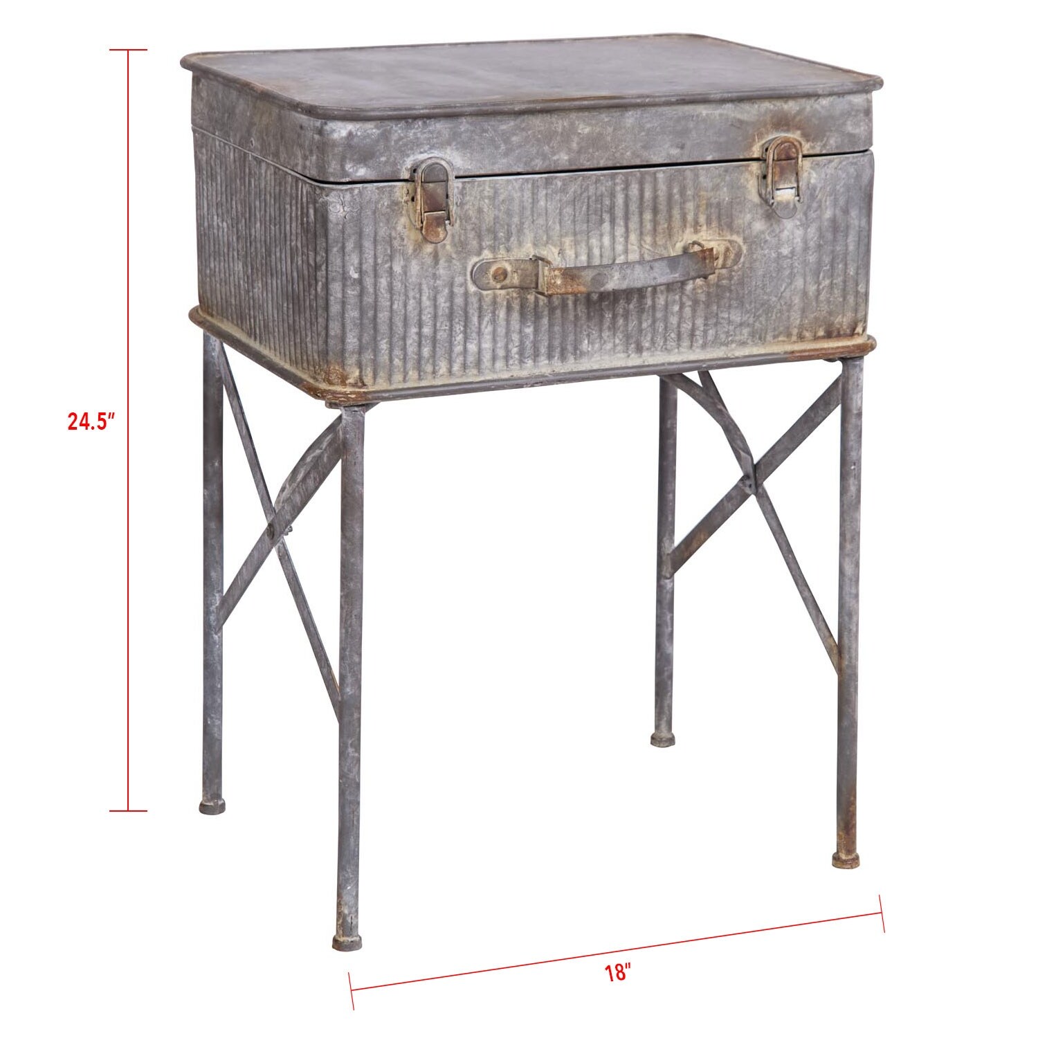 Shop Foreside Home Garden Distressed Metal Suitcase Side End Table 13 5x18x24 5 Overstock 20613792