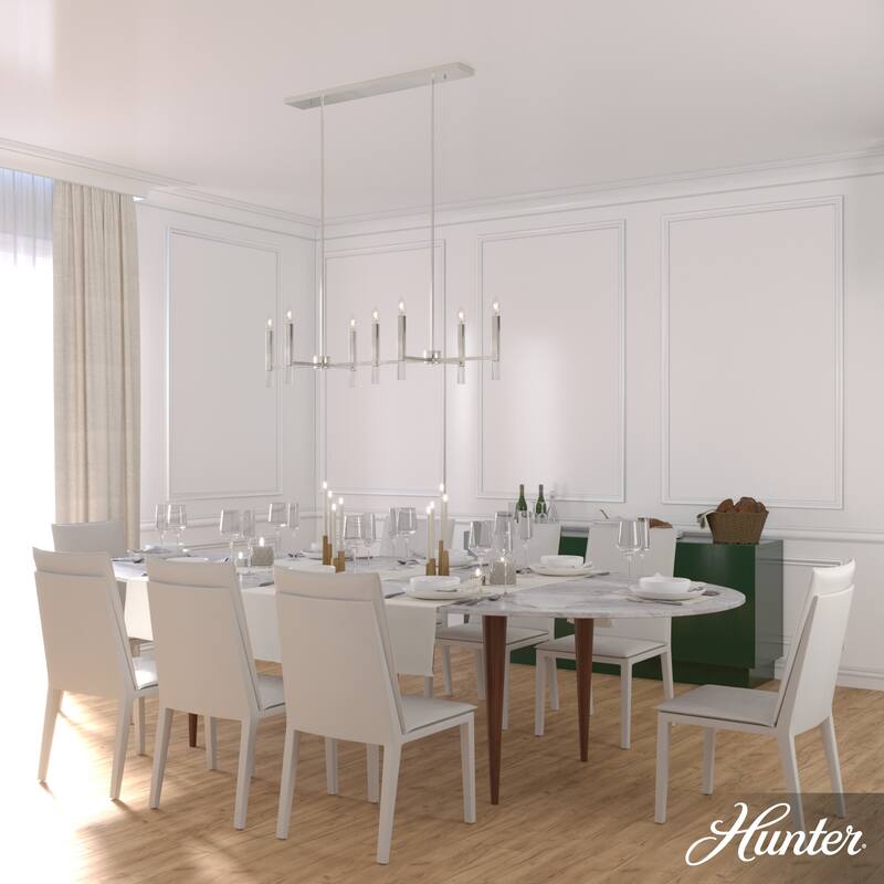 Hunter Sunjai Candle Chandelier - Entry, Kitchen Island, Dining Room, Living Room - Geometric, Glam, Contemporary