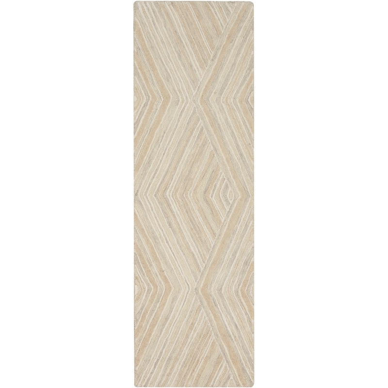 Nourison Graceful Indoor only Geometric Wool Area Rug - 2' 3" x 7' 6" - Ivory
