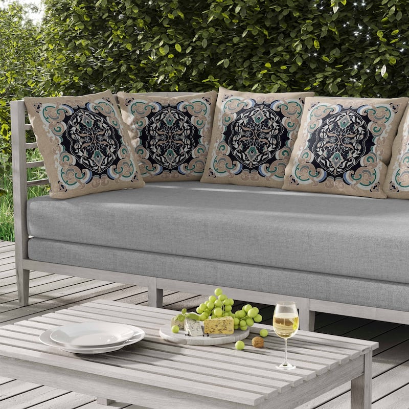 Soft Square Escape Indoor/Outdoor Reversible Throw Pillow Beige and Black