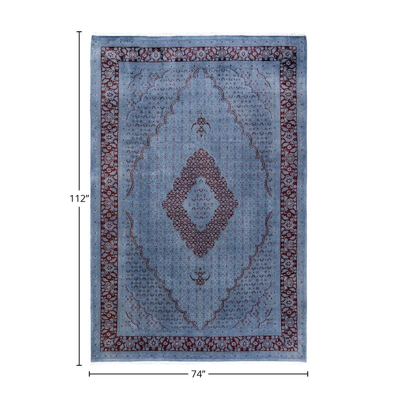 Fine Vibrance, One-of-a-Kind Hand-Knotted Area Rug - Gray, 6' 2" x 9' 4" - 6' 2" x 9' 4"