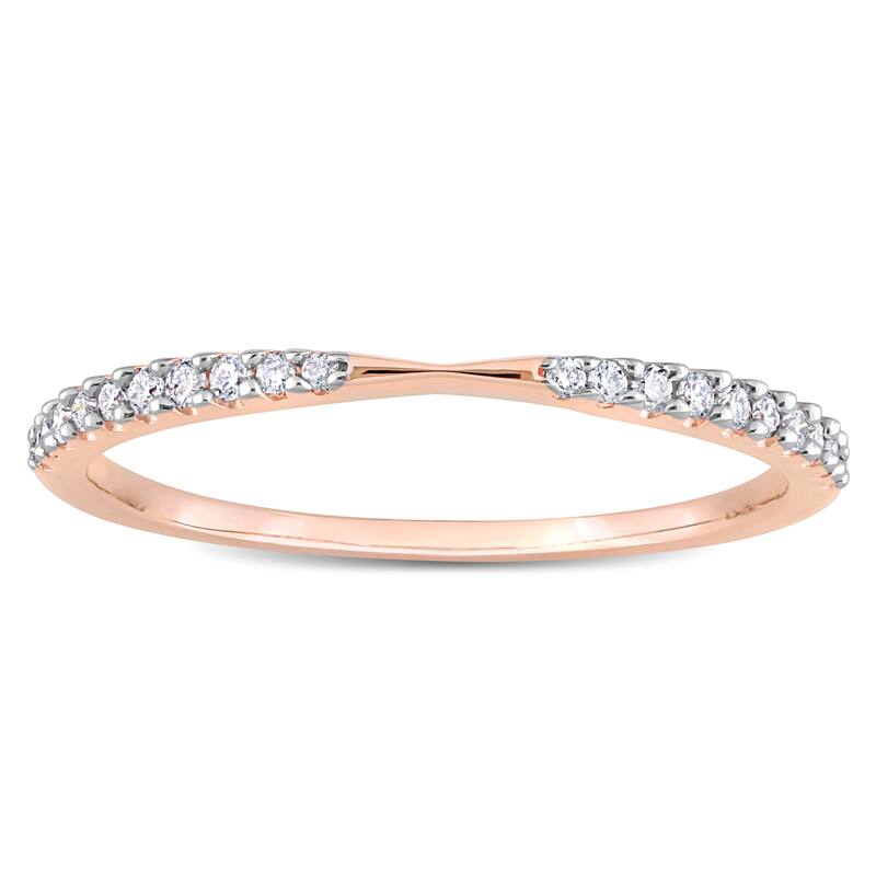Miadora 1/8ct TDW Diamond Stackable Wedding Band Ring in 14k Rose Gold