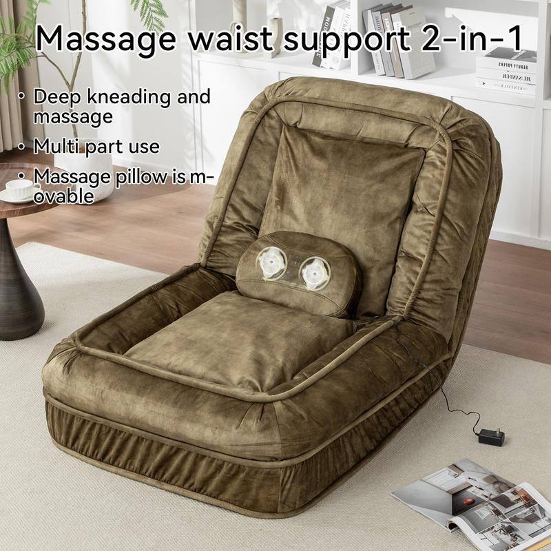 70" Adjustable Bean Bag Sofa Bed for Humans & Pets with Massage Pillow & 2 Soft Pillows , Velvet Waterproof Cover