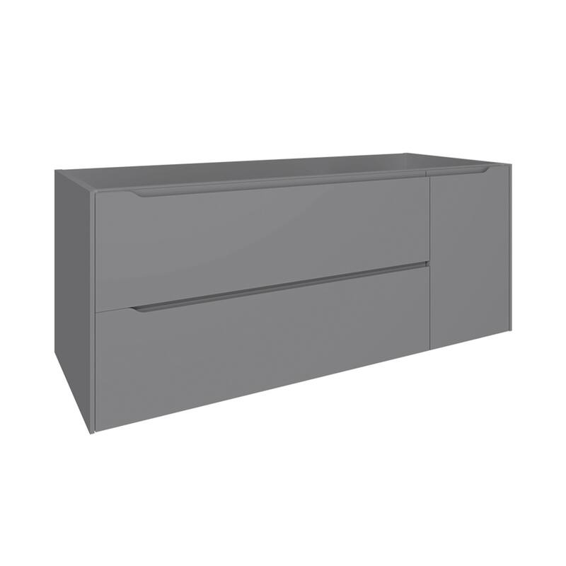 HomeRoots 48" Gray Wood Floating Bathroom Vanity With White Sink And Two Drawers - 48.00 in. x 18.00 in. x 19.00 in.