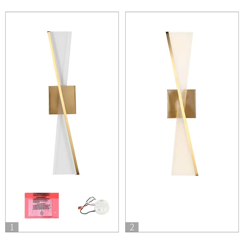 Modern LED Linear X Frame Glam Wall Sconce with Acrylic shade for Dining Room Mirror - W4.9" x H23.6" x D1.8"
