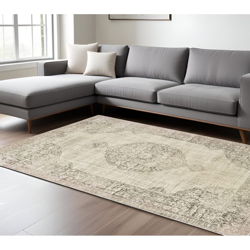 HomeRoots Oriental Bohemian Rectangle Area Rug - 153.54 in. x 118.11 in. x 0.32 in.