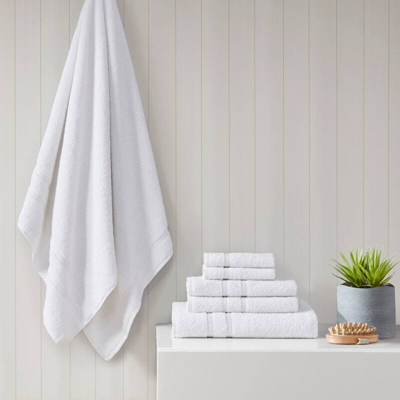 Aegean 100-percent Turkish Cotton 6 Piece Towel Set by 510 Design - White