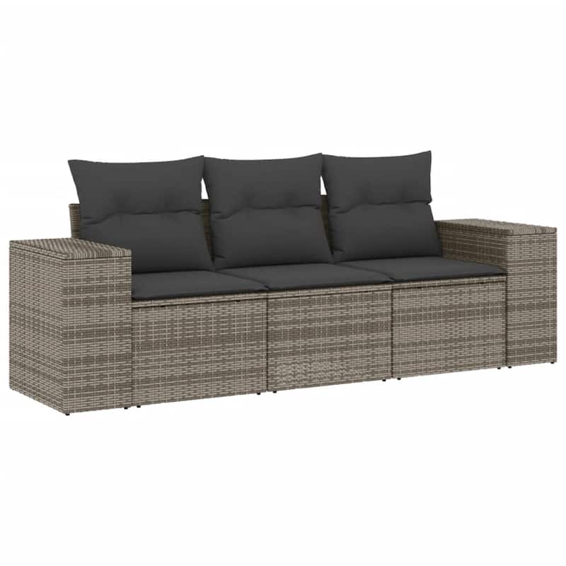 vidaXL Patio Sofa Set with Cushions Outdoor Furniture 4 Piece Poly Rattan