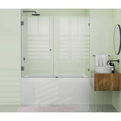 Glass Warehouse 58.25" x 57.25" Frameless Shower Bath Door - Wall Hinge