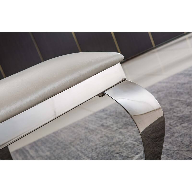 Leatherette Dining Chair With Oval Backrest Set Of 2