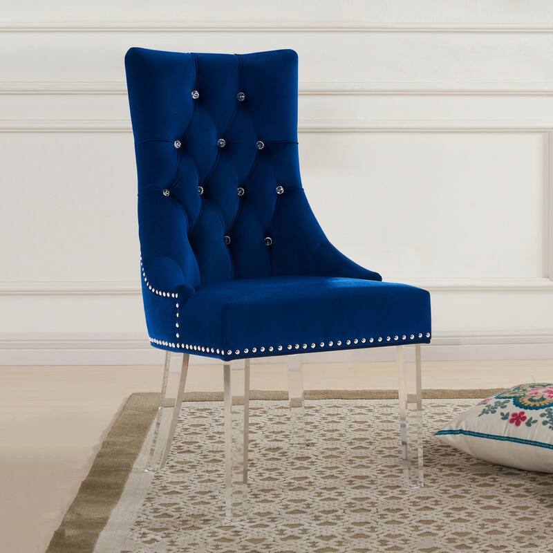 Armen Living Gobi Tufted Dining Chair in Velvet with Acrylic Legs