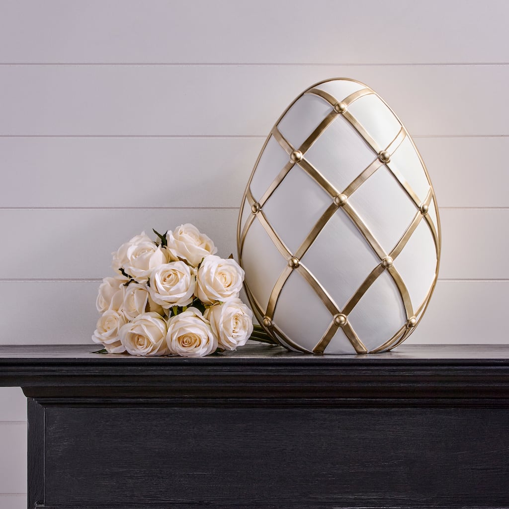16.25" Resin Lattice White Chocolate Egg