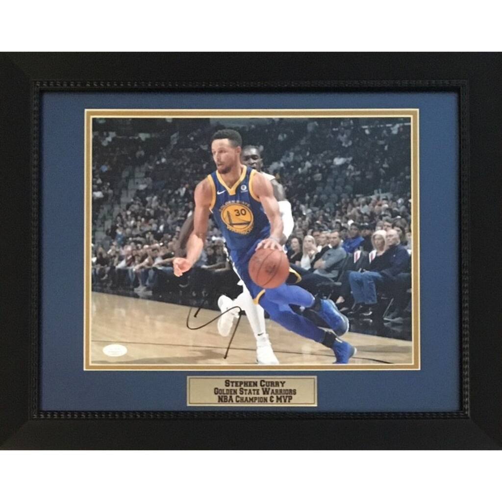 Stephen Curry Autographed Basketball Signed Champion MVP 11x14 Photo Framed JSA COA 4 - 8'6" x 11'6"