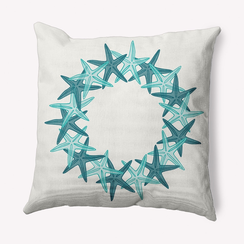Starfish Wreath Soft Spun Polyester Indoor/Outdoor Throw Pillow