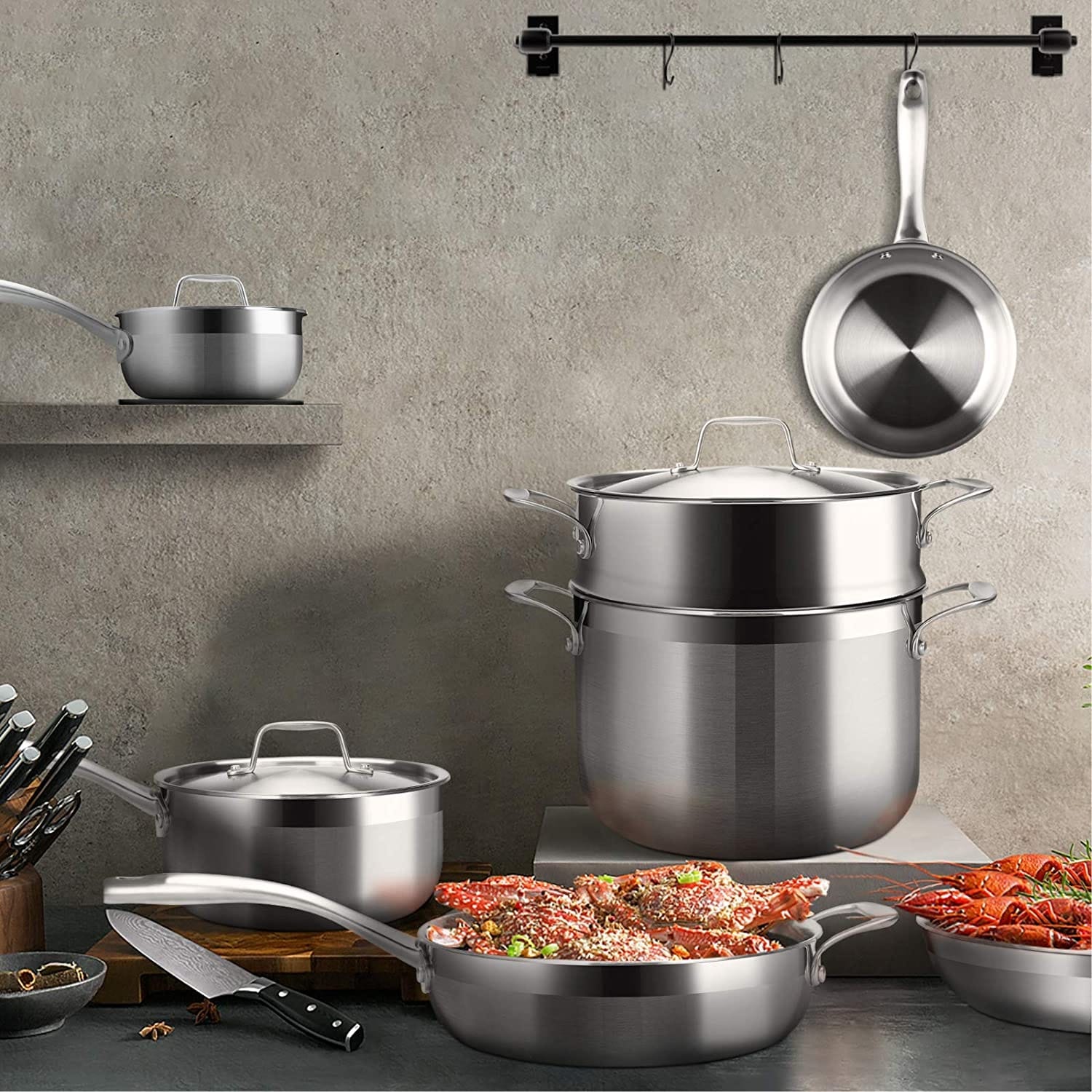 Duxtop Whole-Clad Tri-Ply Stainless Steel Induction Cookware Set, 14PC  Kitchen Pots and Pans Set - Bed Bath & Beyond - 37508866