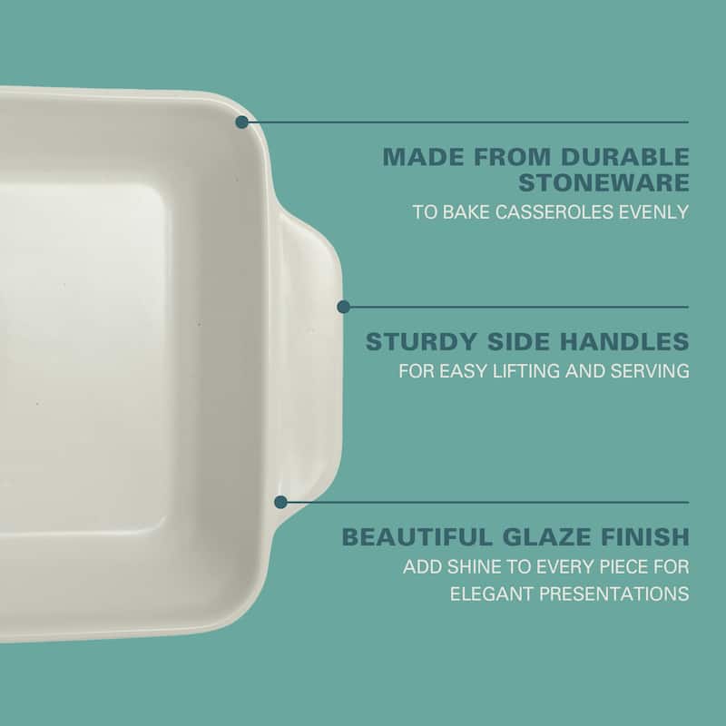 Gibson Home Beachmont 9 x 13 4 Qt Casserole Baking Dish for Oven, Ceramic Baking Pan, Lasagna Pan with Handles