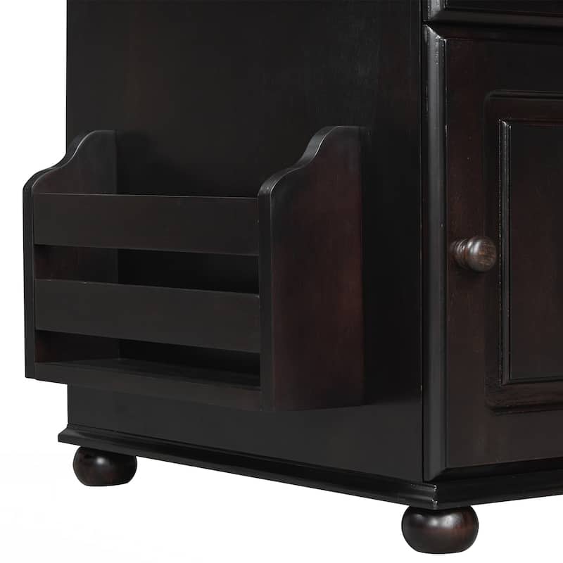 End Table Flip Top Side Table with USB Ports, One Multifunctional Drawer with cup holders, Sofa Couch Table with Bookshelf