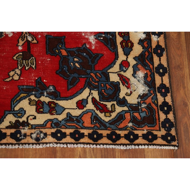 Hand Knotted Oriental 100% Wool Carpet Traditional Medallion Red Tabriz Area Rug - 5' 7'' X 3' 6''
