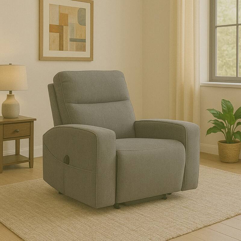 Lawson Power Lift Recliner Chair, Gray Polyester, Soft Foam Cushioned