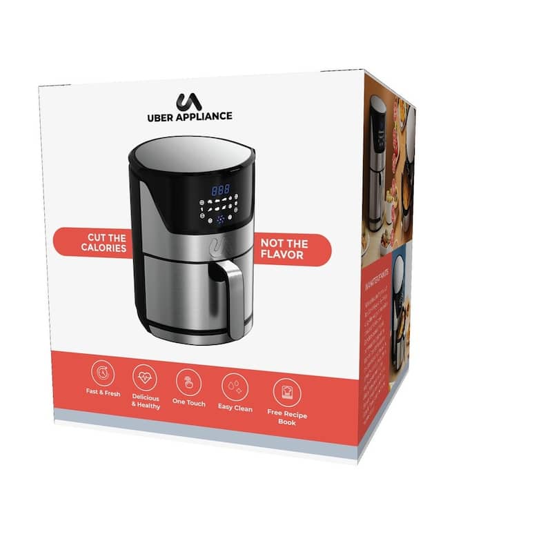 Uber Appliance Air fryer XL Premium - 7QT SS - Ceramic Non-stick PFOA/PTFE Free