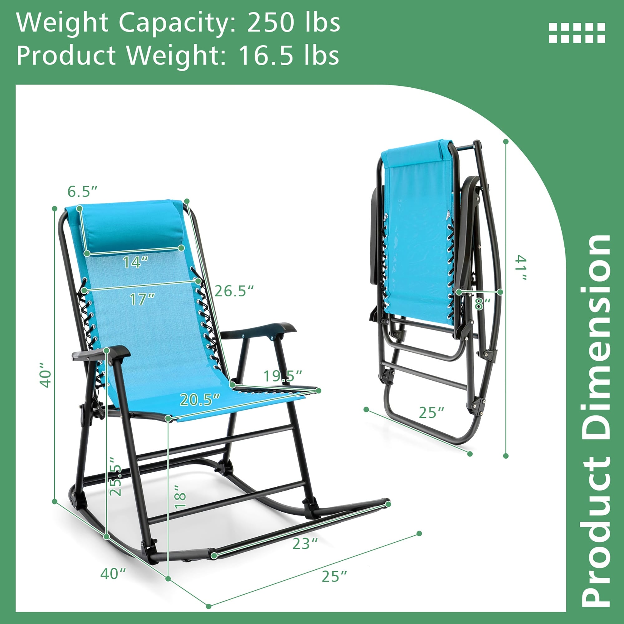 Patio Camping Chair Folding Rocker Footrest Lightweight Outdoor - On Sale -  Bed Bath & Beyond - 37348605