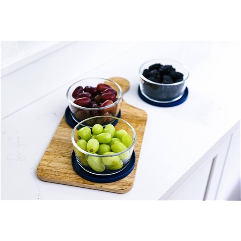 Glass Food Storage Containers Set - Round, 2-Cup (16oz) BPA-Free, Microwave & Oven Safe, Airtight Lids