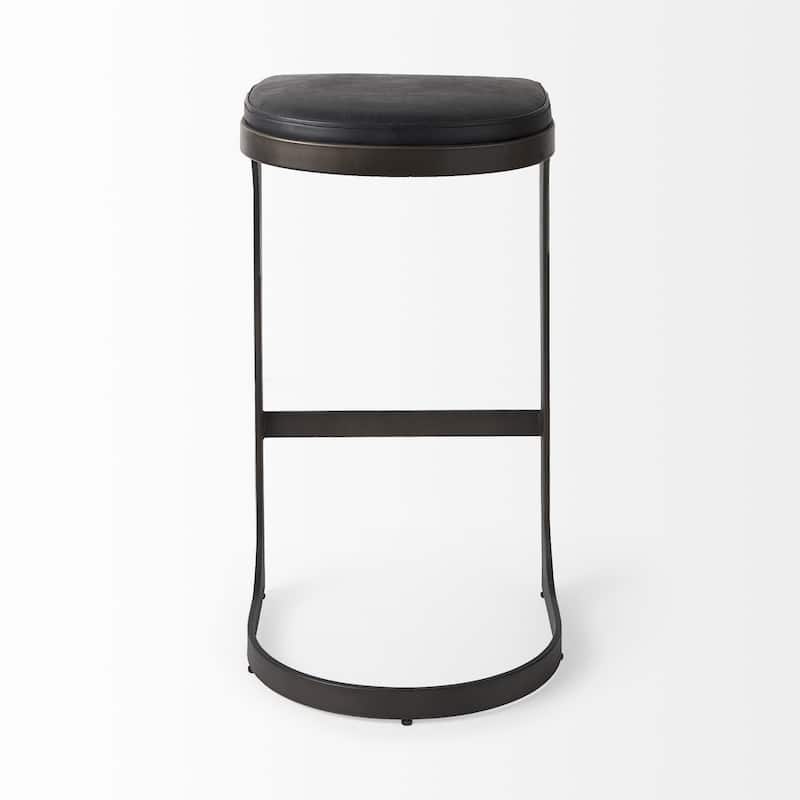 Faux Leather Backless Metal Bar Stools with Footrest