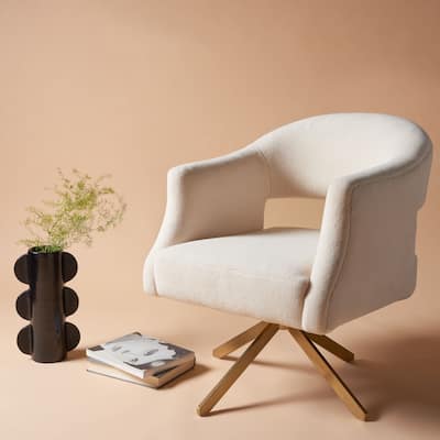 SAFAVIEH Couture Quartz Modern Glam Swivel Accent Chair - 26.6" W x 29.1" L x 33.1" H