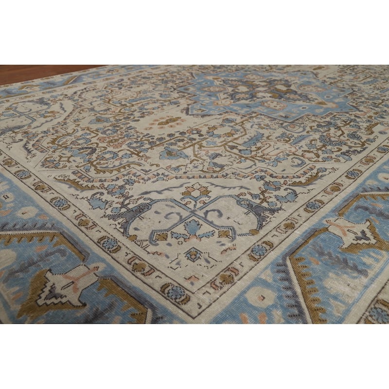 Geometric Tabriz Persian Area Rug Handmade Floral Wool Carpet - 6'7"x 9'8"