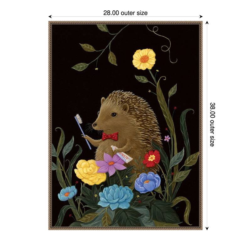 Beezys Teeth by Gina Matarazzo Framed Canvas Wall Art Print - 28 x 38 in