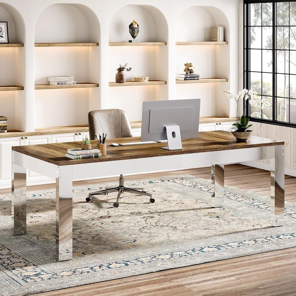 78.7" Extra Long Executive Office Desk, Two-Person Desk Large Computer Table