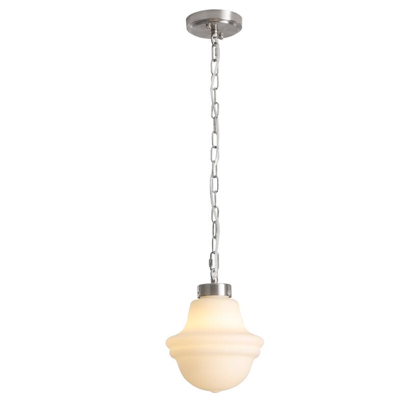 1- Light 8.26'' Wide Dimmable White Milk Glass Pendant