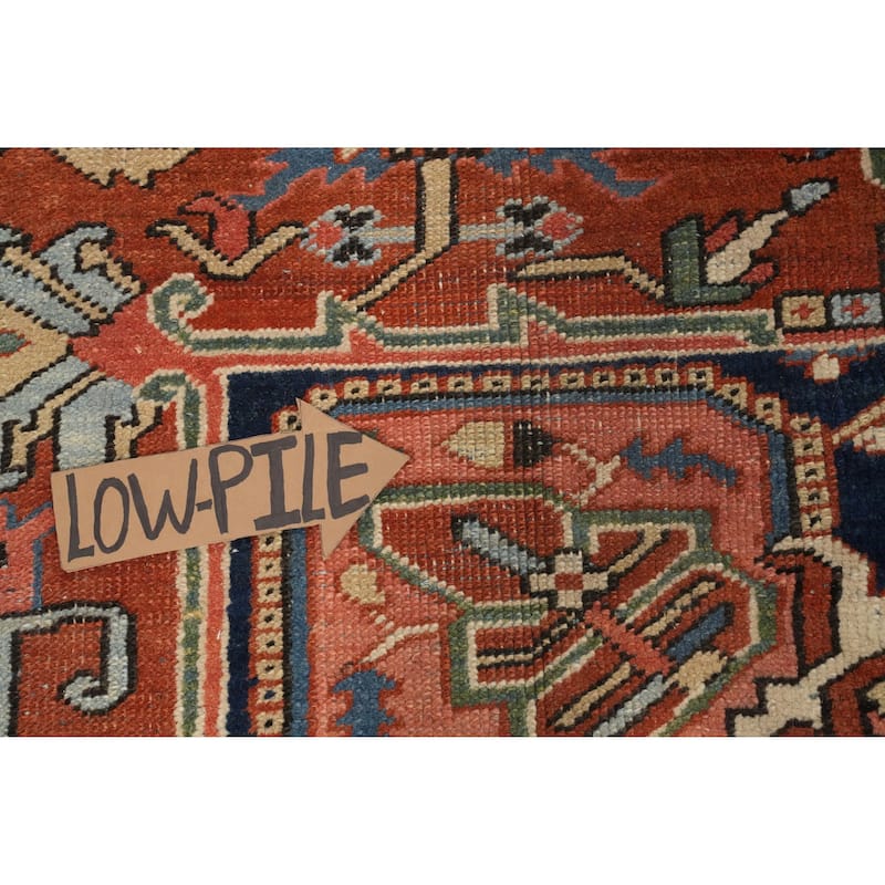 Hand Knotted Oriental 100% Wool Carpet Traditional Medallion Oranges & Rust Heriz (serapi) Area Rug - 12' 3'' X 9' 8''
