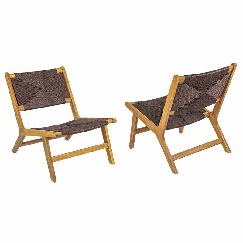 2-Piece Outdoor Chair Set, Acacia Wood Outdoor Chair, Teak Frame Lounge Chair
